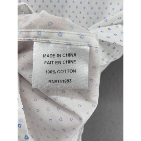 Zanetti Shirt Men 14.5 32/33 Button Down White Triangle Printed Long Sleeve‎ - Picture 8 of 14